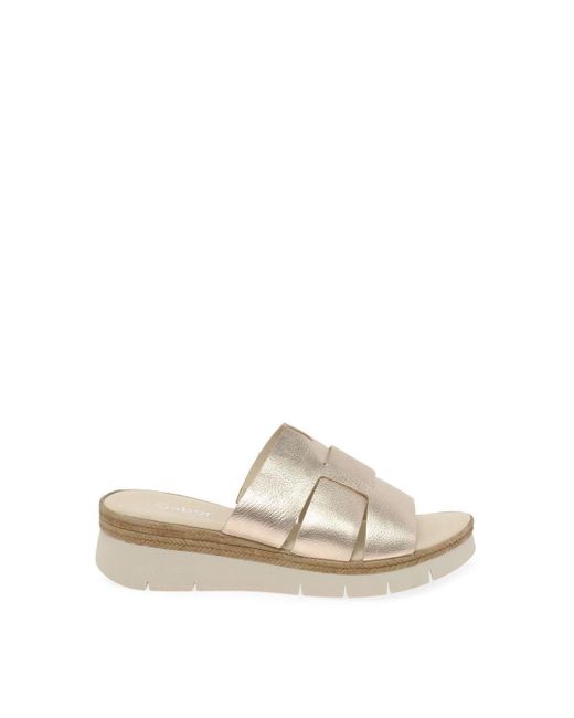 Gabor White 'league' Wedge Mule Sandals