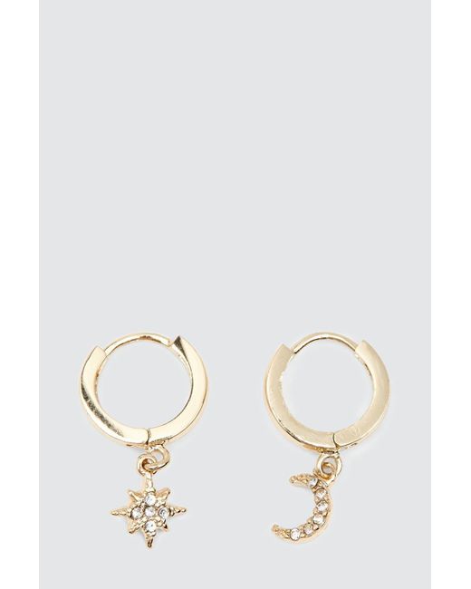 Dorothy Perkins White Gold Moon And Star Drop Earrings