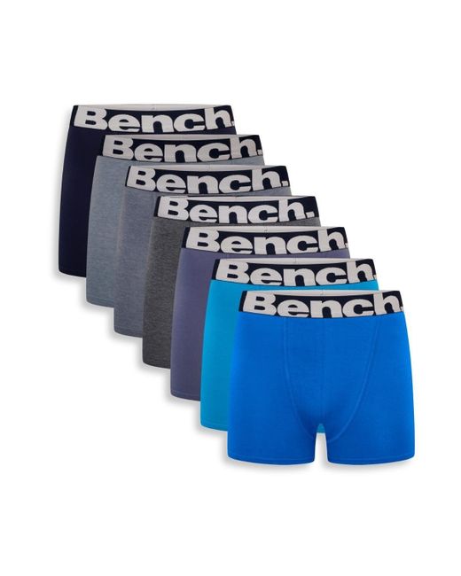 Bench Blue 7 Pack 'keating' Cotton Rich Boxers for men