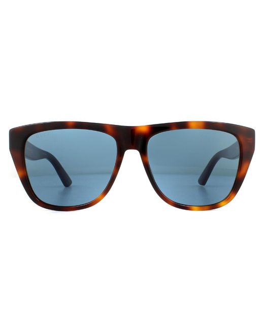 Gucci Rectangle Havana Blue Blue Sunglasses for men