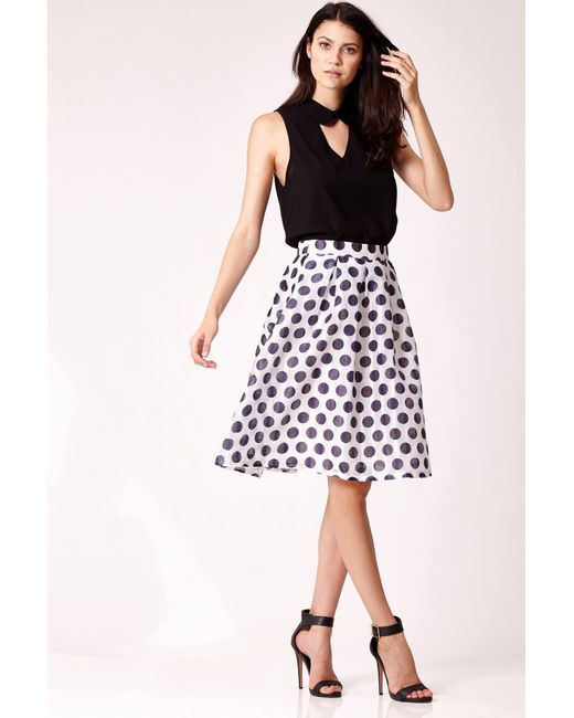 Cutie London Black Polka Dot Box Pleat Skirt