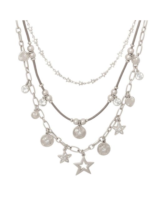 Bibi Bijoux Metallic Silver 'stellar Harmony' Layered Necklace