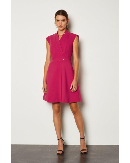 Karen Millen Pink Collar Wrap A Line Dress