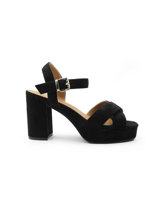 Where's That From Black 'marcia' Extra Wide Fit Statement Platform Strappy Block High Heels