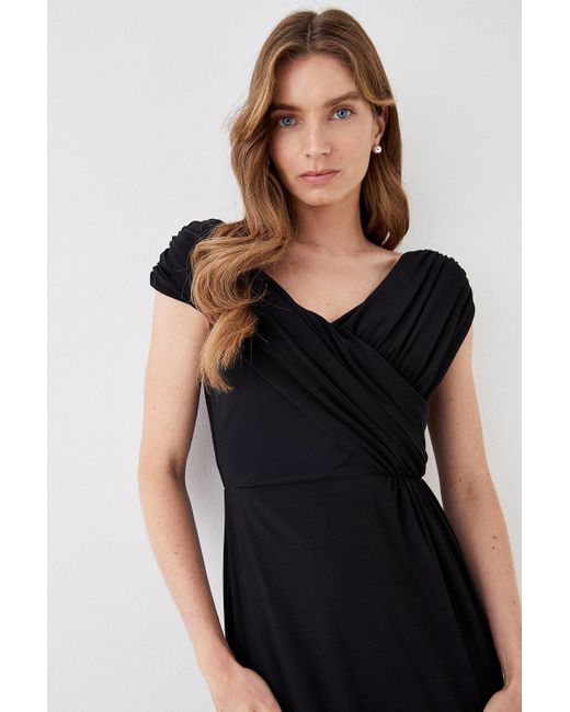 Coast Black Ruched Bardot Fishtail Slinky Jersey Gown