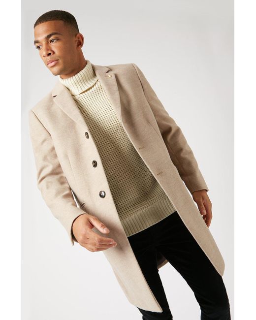 Burton Natural Oatmeal Marl Faux Wool Overcoat for men