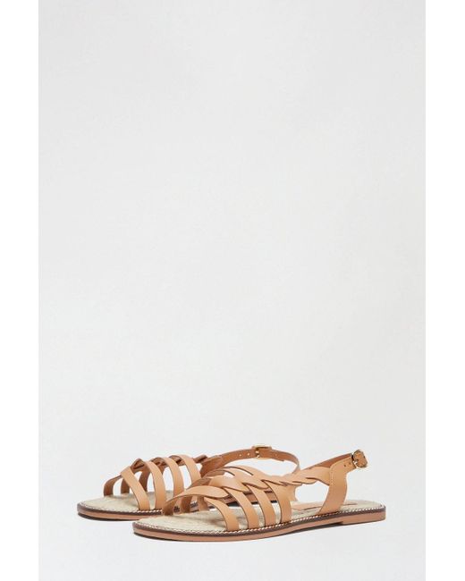 Dorothy Perkins Natural Wide Fit Leather Tan Jelly Sandal