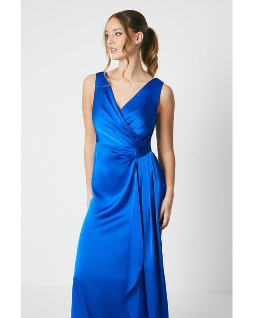 Coast Blue Wrap Front Waist Detail Gown
