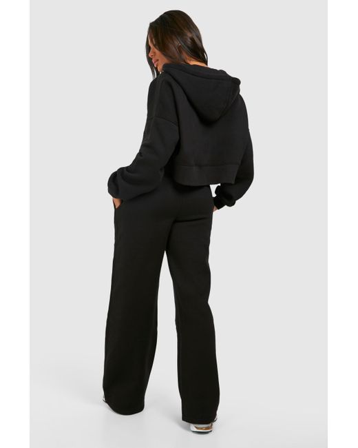 Boohoo Black Double Layer Corset Top 3 Piece Hooded Tracksuit