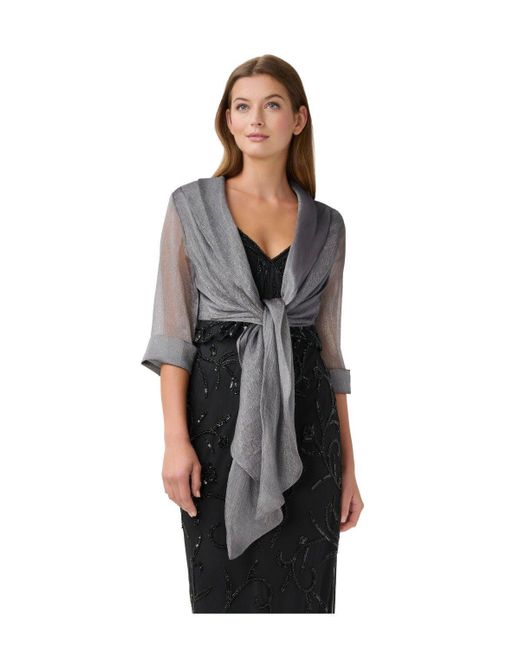 Adrianna Papell Black Metallic Tie Front Coverup