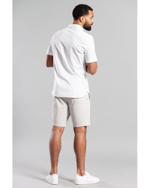 French Connection White Cotton Short Sleeve Oxford Shirt for men