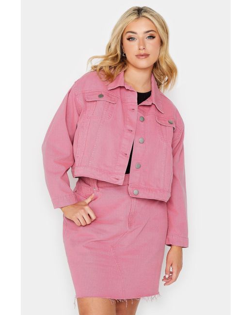 Yours Pink Cropped Denim Jacket