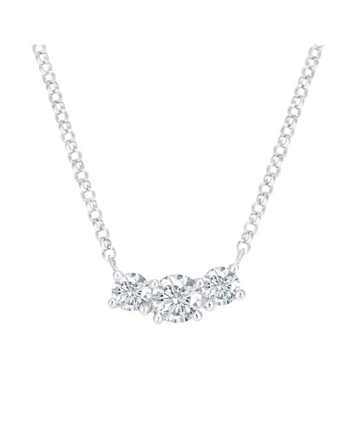 Jewelco London Metallic 18ct White Gold 20pts Diamond 20pts Trilogy Lavalier Necklace 16" - Dp1axl665w18
