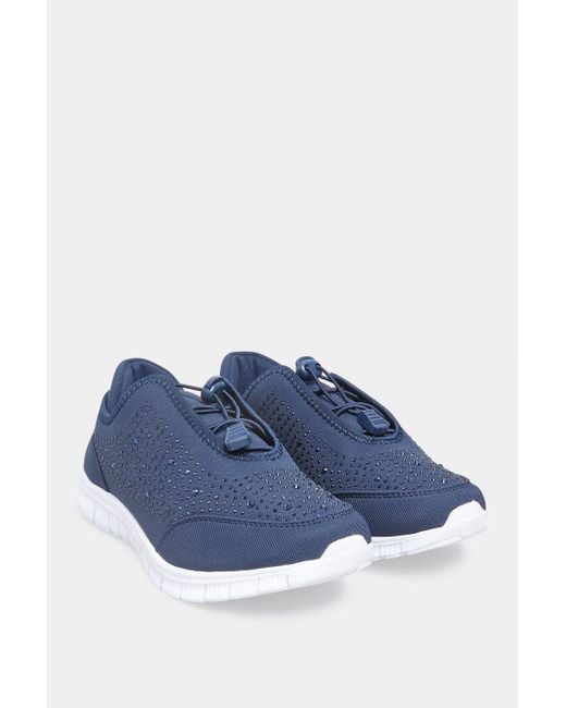 Yours Blue Extra Wide Fit Embellished Trainers