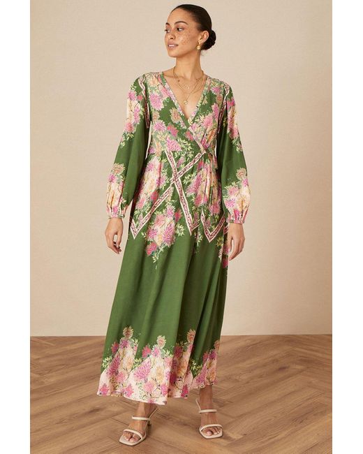 Monsoon Green 'sophia' Scarf Print Midi Dress