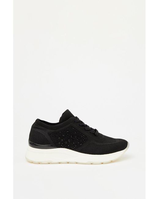 PRINCIPLES Black Embellished Knitted Rami Trainers