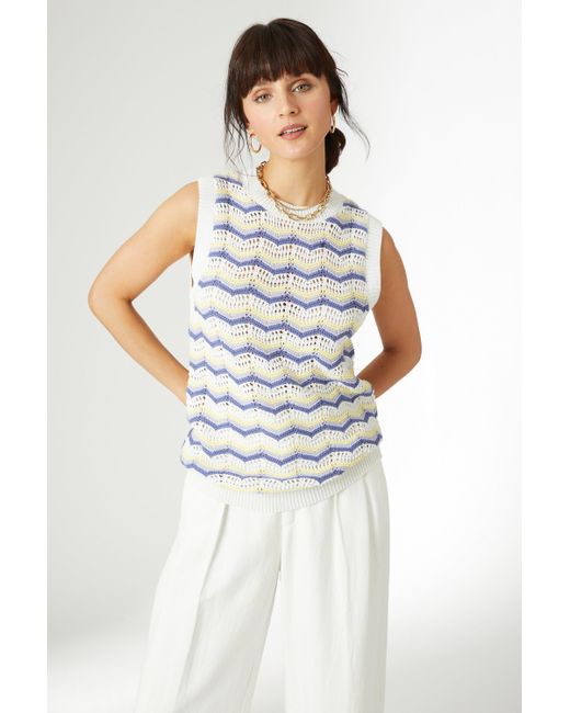 PRINCIPLES White Crochet Knitted Tank Top