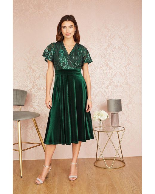 Debenhams green velvet dress 2025