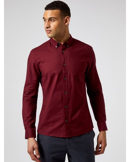 Burton Red Burgundy Oxford Shirt for men