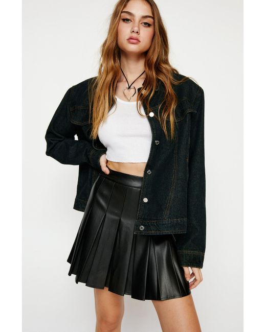 Nasty Gal Black Faux Leather Pleated Mini Skirt