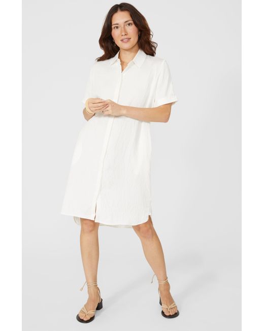 Mantaray White Button Through Shirt Dress