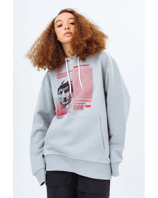 Hype White Graphic Oversized Hoodie