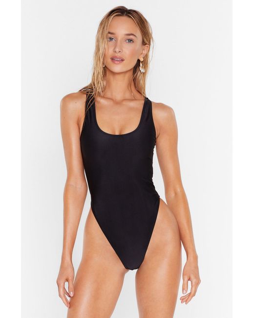 High leg deals black swimsuit