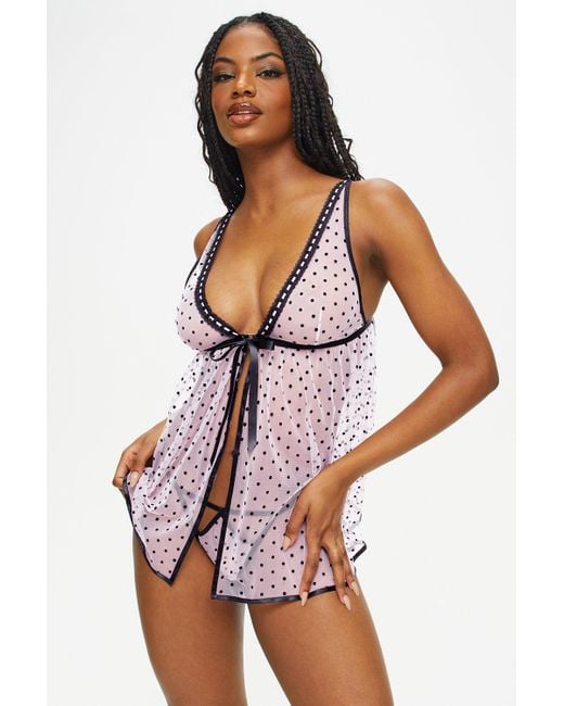 Ann Summers Pink The Mesmerising Crotchless Babydoll Set