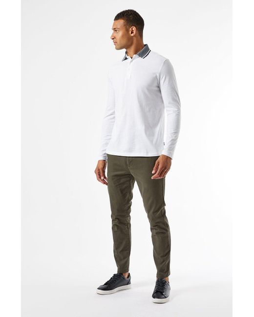 Burton White Jacquard Collar Polo Shirt for men