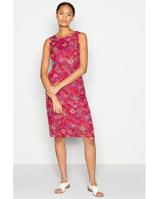 MAINE Red Watercolour Floral Print Shift Dress