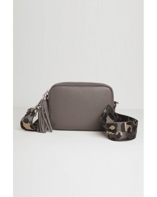 Betsy & Floss Brown 'verona' Crossbody Tassel Bag With Dark Leopard Strap