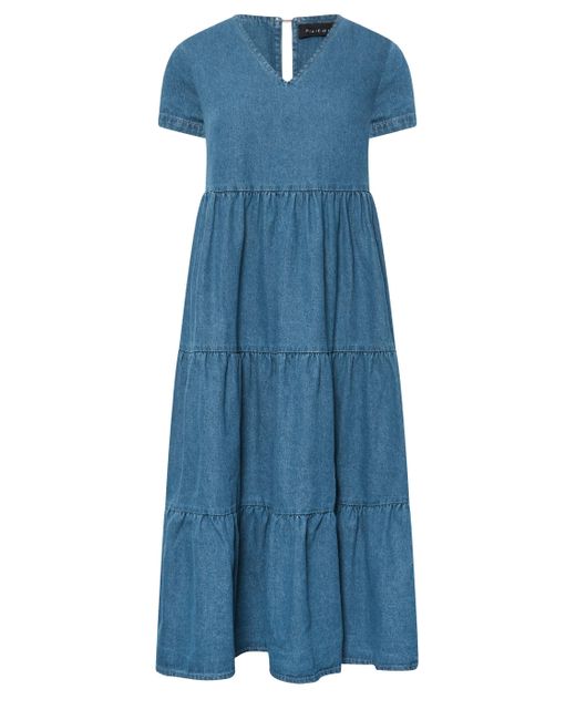 PixieGirl Blue Petite Tiered Midi Dress