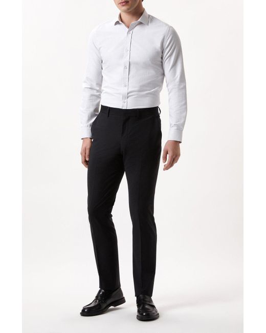 Burton White Slim Fit Long Sleeve Spot Shirt for men