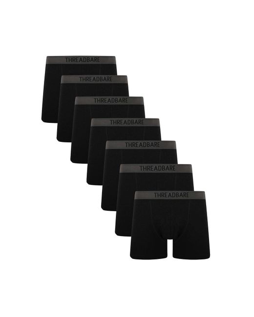 Threadbare Black 7 Pack 'prisms' Hipster Trunks for men