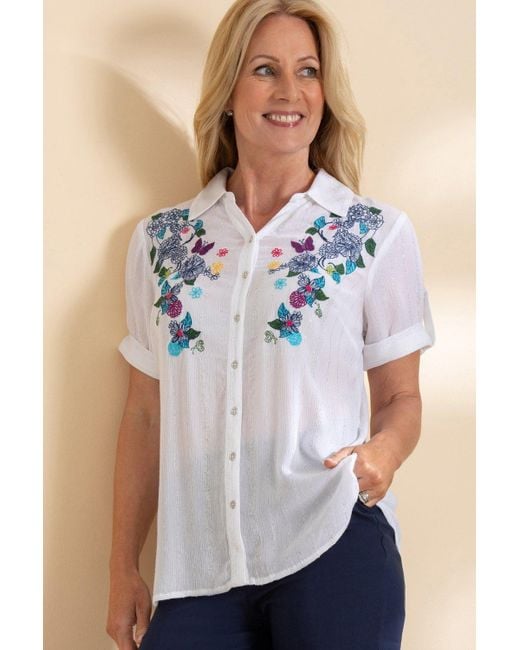 Anna Rose Blue Embroidered Blouse