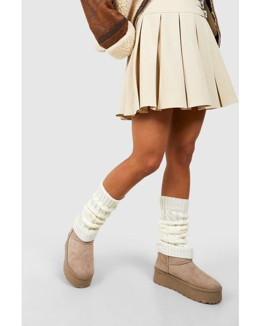 Boohoo White Cable Knit Leg Warmers