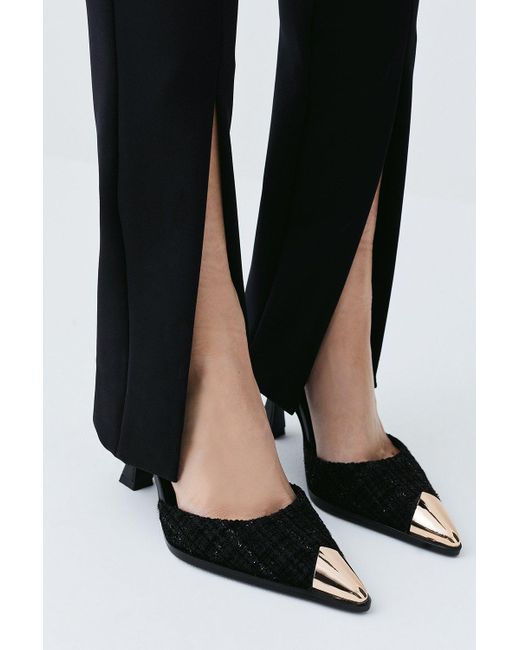 Karen Millen Black Boucle Tweed Toe Cap Heel