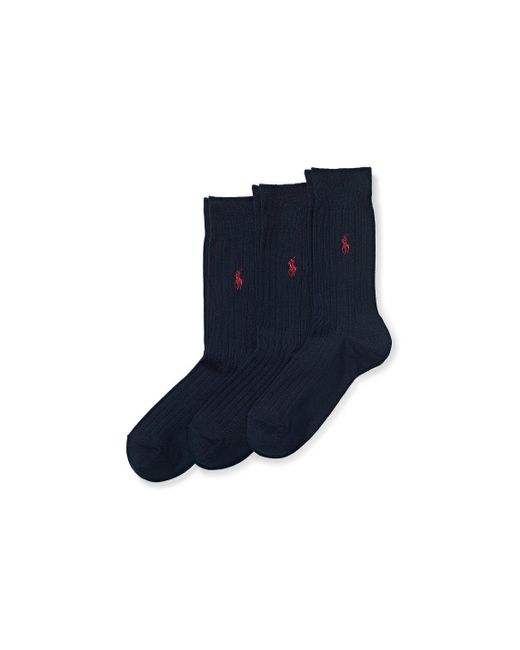 Polo Ralph Lauren Blue Egypt Rib Crew Sock 3 Pack Fabric for men