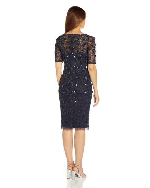 Adrianna Papell Blue Beaded Cocktail Dress
