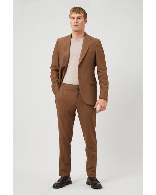 Burton Skinny Fit Brown Stretch Suit Trousers for men