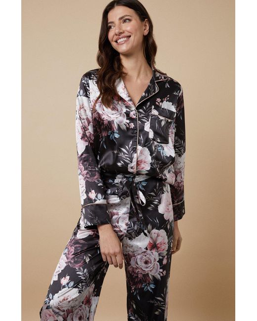 Wallis Natural Floral Satin Pyjamas