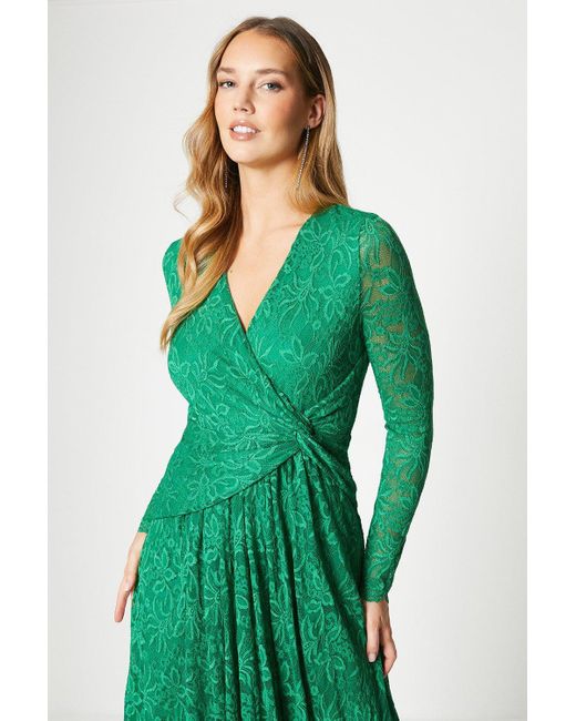 Coast Green Lace Wrap Front Midi Dress