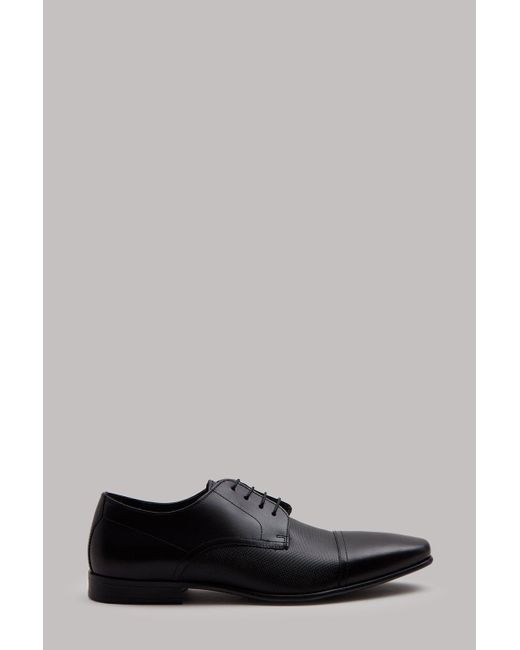Burton Gray Black Leather Derby Shoes for men