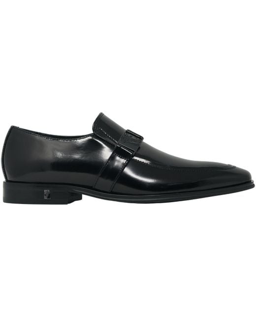 Versace Black Buckle Logo Leather Shoes for men