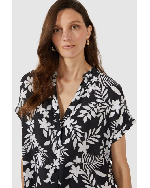 PRINCIPLES Black Leaf & Flower Print Shirt Dress