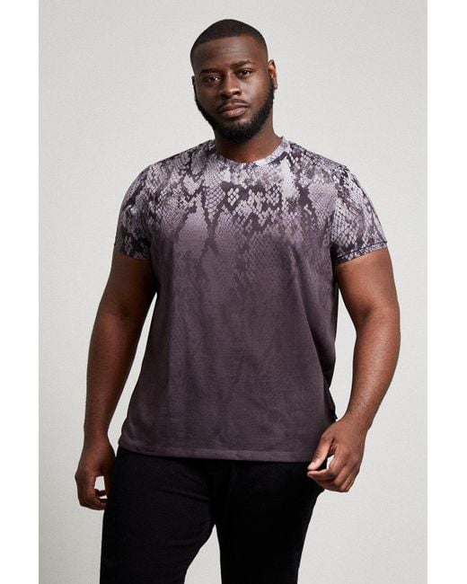Burton Purple Plus And Tall Snake Print Fade T-shirt for men
