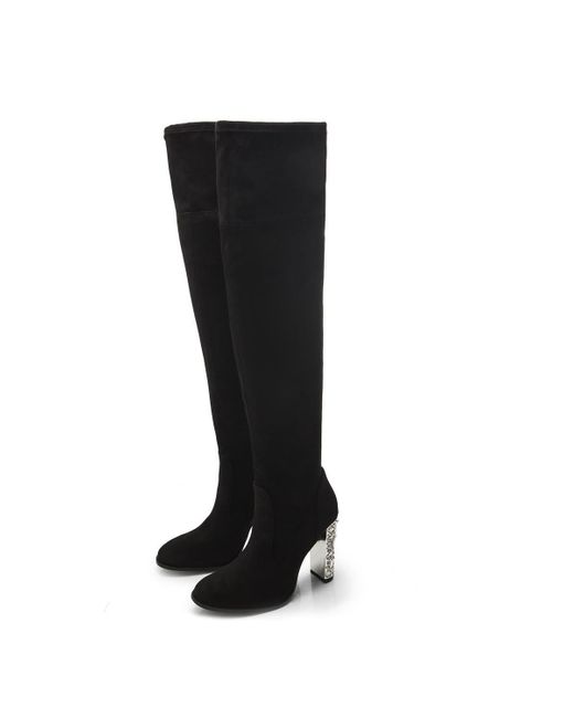 Moda In Pelle Black 'zamaria' Alcantara Heeled Boots