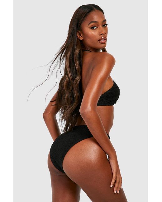 Boohoo Textured Ring Detail Bikini Top in Black Lyst UK