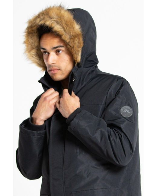Tokyo Laundry Black Padded Parka Jacket With Faux Fur Trimmed Hood for men