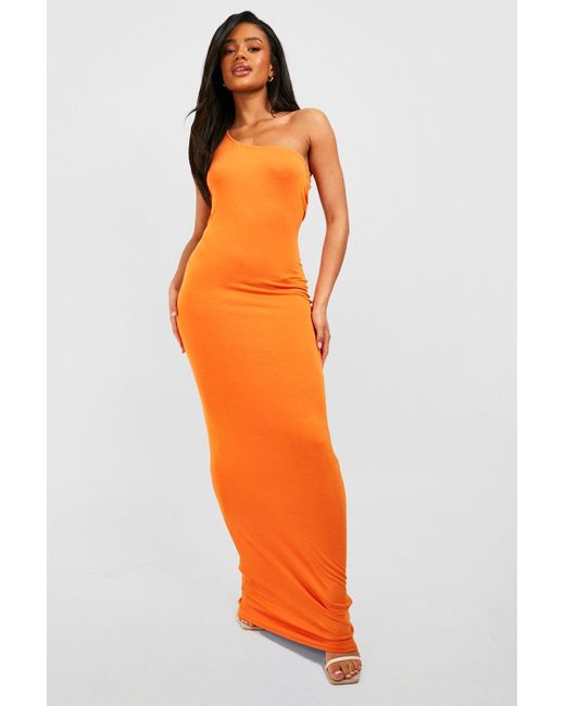 Boohoo Orange One Shoulder Maxi Dress